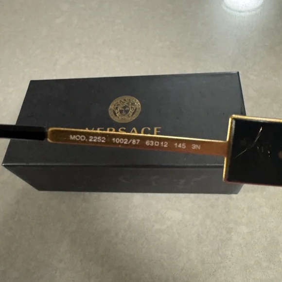 Versace Gold and Black Aviator Sunglasses